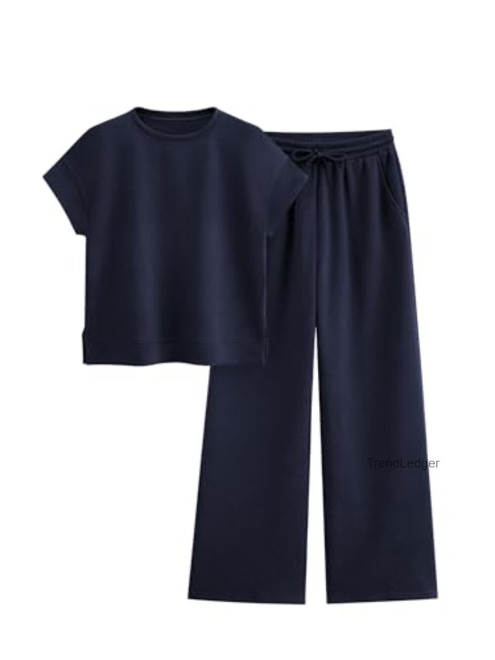 2 Piece Lounge Set Short Sleeve Top Wide Leg Pants Women Casual